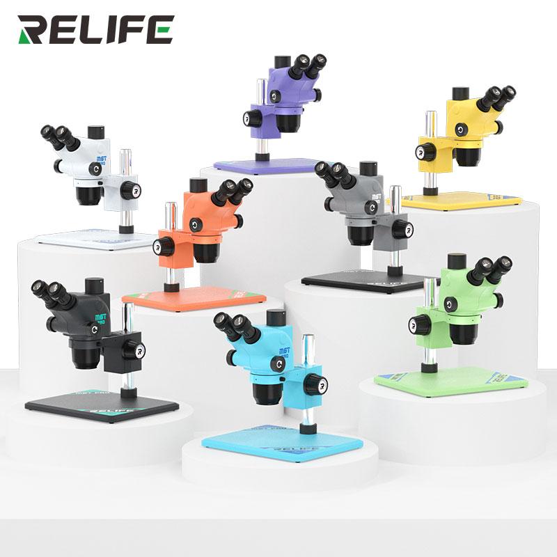 RELIFE RL-M6T PRO-B11 MICROSCOPIO 6.5X-65X TRINOCULAR HD PERRIPARAZIONE MOBILE + LUCE LED DI MICROSCOPIO MOLTEPLICI OPZIONI DI COLORE (NERO / BIANCO / GIALLO / ARANCIA / VERDE / BLU / VIOLA / GRIGIO)