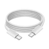 CAVO DATI DA 240W TYPE-C / USB-C A TYPE-C / USB-C CAVO DATI INTRECCIATO A RICARICA RAPIDA BIANCO LUNGHEZZA 2M