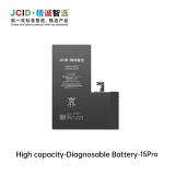 JCID BATTERIA DE GRANDE CAPACITA (3420 MAH) PER APPLE IPHONE 15 PRO 6.1 (DIAGNOSTICABILE BATTERIA NON È NECESSARIA LA SALDATURA CAVO BATTERIA ORIGINALE NESSUN MESSAGGIO "PARTE SCONOSCIUTA")