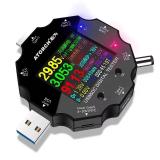 ATORCH UD18 RILEVATORE DI CARICA DEL TELEFONO CELLULARE TESTER PER USB 3.0 DC TYPE-C TESTER AMPEROMETRO DI TENSIONE CON DISPLAY DIGITALE