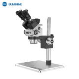 SUNSHINE M9T-B11 MICROSCOPIO TRINOCULARE 6X-45X TRINOCULAR PERRIPARAZIONE MOBILE + LUCE LED AD ANELLO REGOLABILE ARGENTO