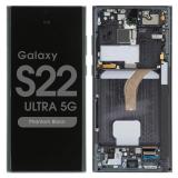 TOUCHSCREEN + DISPLAY AMOLED DISPLAY COMPLETO + FRAME PER SAMSUNG GALAXY S22 ULTRA 5G S908B NERO ORIGINAL (SERVICE PACK) (ASSEMBLATO)