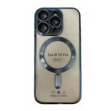 CUSTODIA CELLULARE DI ELETTROPLASTICA + PROTEZIONE LENTI + MAGNETICA PER APPLE IPHONE 16 PRO BLU