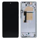 DISPLAY AMOLED + TOUCHSCREEN DISPLAY COMPLETO + FRAME PER MOTOROLA EDGE 30 FUSION (XT2243) AURORA BIANCO ORIGINALE (SERVICE PACK 5D68C21189)