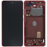 DISPLAY LCD + TOUCHSCREEN DISPLAY COMPLETO + FRAME PER SAMSUNG GALAXY S20 FE / S20 LITE G780F ROSSO ORIGINALE (SERVICE PACK)