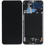 DISPLAY LCD + TOUCHSCREEN DISPLAY COMPLETO + FRAME PER SAMSUNG GALAXY A70 A705F NERO ORIGINALE (SERVICE PACK) (ASSEMBLATO)