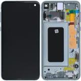 TOUCHSCREEN + DISPLAY AMOLED DISPLAY COMPLETO + FRAME PER SAMSUNG GALAXY S10 G973F VERDE PRISMA ORIGINALE (SERVICE PACK) (ASSEMBLATO)