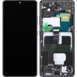DISPLAY LCD + TOUCHSCREEN DISPLAY COMPLETO + FRAME PER SAMSUNG GALAXY S21 ULTRA 5G G998B FANTASMA NERO ORIGINALE (SERVICE PACK) (ASSEMBLATO)
