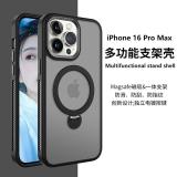 CUSTODIA CELLULARE DI SILICONE LIQUIDO SATINATO + SUPPORTO MAGNETICO ROTANTE A 360 GRADI PER APPLE IPHONE 16 PRO MAX NERO