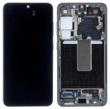TOUCHSCREEN + DISPLAY AMOLED DISPLAY COMPLETO + FRAME PER SAMSUNG GALAXY S23 S911B NERO FANTASMA ORIGINALE (SERVICE PACK) (ASSEMBLATO)