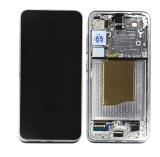TOUCHSCREEN + DISPLAY AMOLED DISPLAY COMPLETO + FRAME PER SAMSUNG GALAXY S25 5G S931B OMBRA ARGENTO ORIGINALE (SERVICE PACK) (ASSEMBLATO)